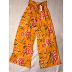 Farm Rio Anthropologie smocked floral wide leg pants Orange Floral resort vacay Photo 1