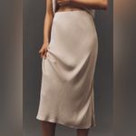 Anthropologie  Coral Satin Tilda Midi Skirt Photo 5