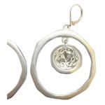 Kenneth Jay Lane KJL Silvertone Ringstone Hammered Earrings Photo 2