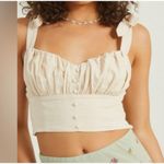 Altar'd State Altar’d State Medium Delilah Linen Corset Top Cropped Tie Straps Smocked Beige Photo 0