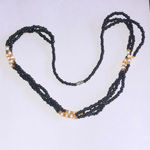 Black Yellow Glass Beads Boho Vintage Beaded Retro Necklace Photo 2