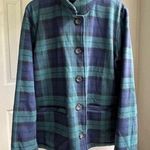 Vermont Country Terry Plaid Fleece Cardigan Sweater Plush Cozy Top Jacket Size M Blue Size M Photo 0