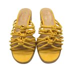 Madewell  Dakota Sandal Slides Block Heel Woven Leather Strappy Yellow Size 8 Photo 1