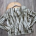 Garnet Hill silk & cotton olive green zebra artsy stripe boxy sweater women’s S Photo 6