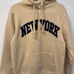 NWT New York Unisex Small Fleece Lined Cotton Blend NY Sweatshirt Hoodie Sand Tan Photo 0