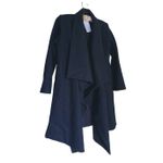 OAK Designer Luxury Waterfall Wool Drape Winter Coat Medium Black Heavy Weight Photo 2