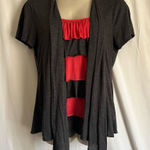 Andrea Missy Plus Women's Gray and Pink Cardigan Blouse Size 3X Photo 0