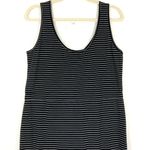 VERO MODA New Striped Knit Henley Daina Dress Sleeveless Tie Waist Maxi Navy Photo 10