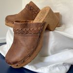 Kork-Ease Tilly Brown Leather Studded Clogs Wooden Platform Soles size 10 Photo 3