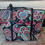 Vera Bradley Vibrant Paisley Tote Bag with Leather Trim Photo 0
