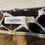 Calvin Klein  Lined Belted Skirt Linen Blend Animal Print Photo 5