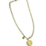 Gold tone coin pendant necklace with a round charm and chain Photo 0