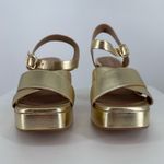 Seychelles Blessings Metallic Gold Heeled Platform Sandals size 9.5 Ankle Strap Photo 1