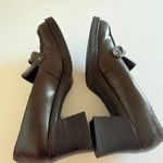 SO VTG Y2K  Camryn Brown Faux Leather Chain Chunky Heel Shoes Sz 6 (Cracking) Photo 4