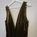 Jenny Yoo  Bridesmaid Dress Logan Elegant Velvet Evening Olive Green V-Neck Photo 2