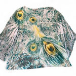 JM Collection Woman 3X Peacock Feather Rhinestone Tunic Top Plus Size Photo 0