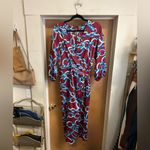 ZARA Satin Blue Chain Print Dress in Burgundy - size S Photo 1