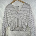 Avec Les Filles Stripe V-Neck Smocked Cropped Top Size L NWT $79 Photo 3