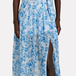 Intermix  Jude‎ Floral Print Midi Dress White Blue Cotton Silk Size 14 Photo 0