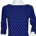 Leota Dress Womens Small Blue White Geometric Career Office Workwear Preppy Photo 4