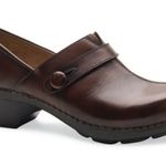 Dansko • Solstice Clogs brown leather button slip-on shoes 37 chunky platform Photo 1