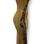 Long maxi dress with lace sexy cut front Gold Photo 4