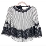 ZARA  woman striped lace flared sleeve top‎ women’s size XS Photo 0