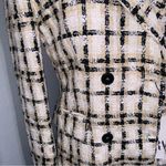 ZARA  Plaid Double Breasted Blazer Jacket Women Sz M Cream Black Tan Long Sleeve Photo 10