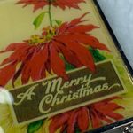 Merry Christmas Vintage Jewelry Pin Brooch Poinsettias and Dangling Pinecones Photo 9