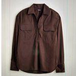 Madewell $88 Utility Stretch Slim Long Sleeve Shirt Top Dark Carob Sz S NS410 Photo 1