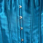 Vsadsau Womens Gothic Corset Bustier Satin Lace Up Boned Gorset Lingerie Top Shapewear Club Night Corselet Blue Photo 2