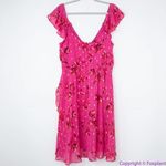 White House | Black Market NEW Barbie pink Floral Cold-Shoulder Dress, 6 Photo 7