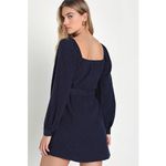 Lulus ✨ Ideal Impression Navy Blue Balloon Sleeve Mini Sz Medium Dress✨ Photo 3