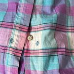 Nell Flowers Vintage Plaid Skirt Button Front Cotton Purple Blue Pink White Sz 6 Photo 3