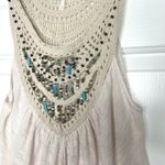 Free People  Crochet‎ Beaded Tank Top Sleeveless Boho Festival Beach Size Small Photo 3