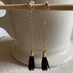 Urban Outfitters Gold chain black tassel earrings Photo 1