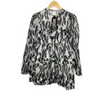 Anthropologie  Maeve Animal Print Sheer Ruffle Long Sleeve Mini Dress Size XXS Photo 4
