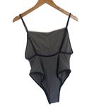 Aerie  Bathing Suit Swimsuit One Piece Gray Bodysuit with Black and White Trim M Photo 3