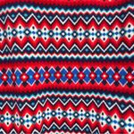 Lands' End Heritage Fleece Pullover Red Navy Chevron Fairisle Size XL 18 EUC Photo 4