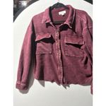 Evereve Burgundy Distressed Button Front Shacket Oversized Cotton Size M Photo 2