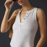 Anthropologie  Pilcro Andie‎ Henley Tank Top S White Photo 0