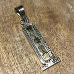 Sterling Silver Vintage Long Egyptian Mexico Symbols 925  Pendant Photo 0