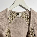 Haute Hippie Cardigan Women M Tan Knit Fringe Cotton Boho Western Fall Country Photo 5