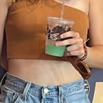 Aerie Orange brown  off the shoulder top Photo 2