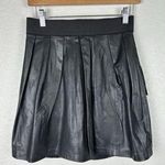 SAS Womens Pleated leather Skirt Size 4 Black Mini Skirt Edgy Minimalist NEW Photo 0