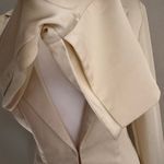 Meshki Cream Silky Satin Clip Loose Blazer Women’s XS Preppy Coquette Photo 2