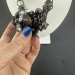 High Fashion Gun Tone Metal Rivoli Clear Rhinestones Bib Statement Glam Necklace Black Photo 4