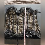VAACODOR Women’s Leopard Print Corset Side Zip Back Tie Lace Bows Sz XXL Y2K EUC Black Photo 9