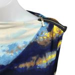 DKNY  Multicolor Sleeveless Abstract Tie Dye Zip Shoulder Boat Neck Blouse Top XS Photo 3