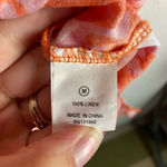 Mud Pie  Bag Lady Size Medium Linen Dress Orange Pink Sinched Waist Beachy Costal Photo 3